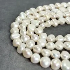本真珠 真珠 バロック オーバル パール ネックレス シルバー金具 美品 