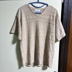 AZUL ベージュ Vネック Tシャツ M
