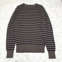 無印良品 ウール シルク ニット ボーダー M ブラウン ネイビー ユニセックスのサムネイル
