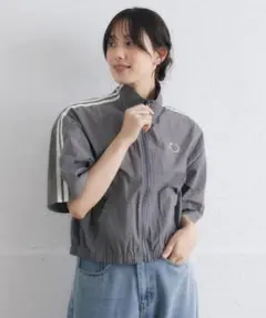 半袖 トラックジャケット グレー　ジャンパーTシャツのサムネイル