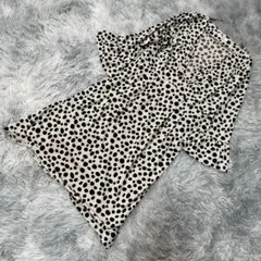 ナチュラルビューティーベーシック ドット柄ワンピース M 七分袖 フレアスリーブ