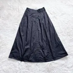 フレアロングスカート タック ボタン M 綺麗め 通勤オフィス 春秋 大人可愛い