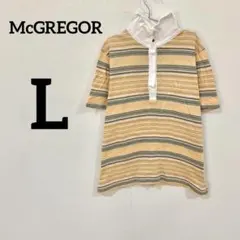 【McGREGOR マックレガー ボーダー柄 半袖ポロシャツ L】のサムネイル