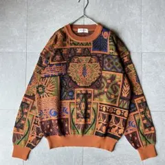 vintage archive 総柄 3D 多色 ニット 日本製 90’s