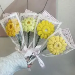 韓国/枯れない花/モールフラワーイエロー系4本セット★即日発送可能