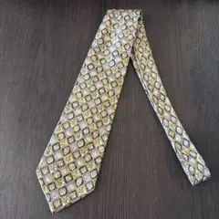 dunhill 幾何学模様 ネクタイ ゴールド/ネイビー