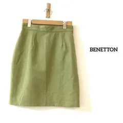 BENETTON タイトスカート　膝丈　ウール100% イタリア グリーン　42のサムネイル