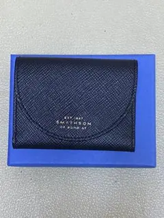 極美品✨SMYTHON スマイソン　長財布　mara マラ　レザー ネイビー Smythson SMYTHSON スマイソン 二つ折り長財布 MARA SLIM COAT WALLET