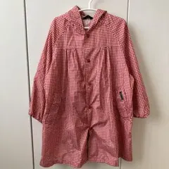 COMME CA ISM 赤と白のチェック レインコート