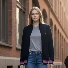 adidas ネイビー ジップアップニットのサムネイル