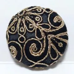 インド刺繍　№3004　黒ゴールド　㊳ミリ