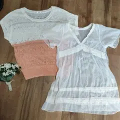 c·o·l·z·aサマーニットとシースルーブラウス,ネックレス3点セット