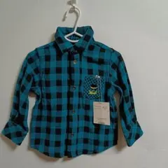 ☆新品タグ付き☆BeBe青系チェック柄シャツ 90cm　リバーシブル