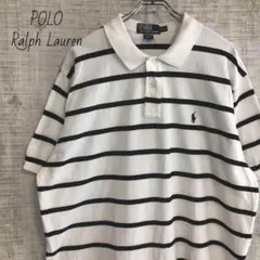 ポロラルフローレン☆ポニー刺繍ロゴ　半袖ポロシャツ　ボーダー　90s 古着