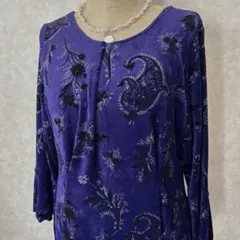 ハンドメイド　エレガントフォーマルワンピース　ベロア　ニット生地　フリーサイズ