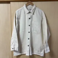 ZARA アイボリーデニムボタンアップシャツレディースＬ
