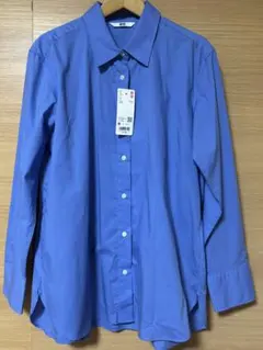 新品　ユニクロ　コットンシャツ　ブルー　 ブルー　サイズＭ