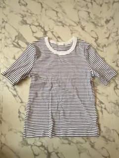 GU 白と黒のストライプ Tシャツ Mサイズ 五分丈