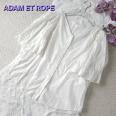 ADAM ET ROPE リネン混 キャンディースリーブブラウス アイボリーのサムネイル