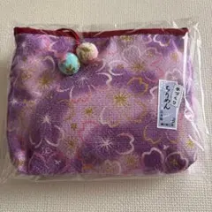 綾小路工房 ちりめんポーチ 紫色 花柄