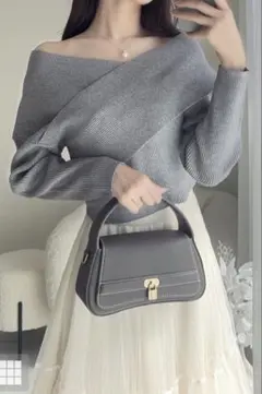 【未使用タグ付き】GRL カシュクールニットトップス［ru1112］M グレー