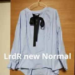 LrdR リボン付きライトブルー長袖シャツ