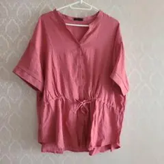 ピンク 半袖ブラウス 4L