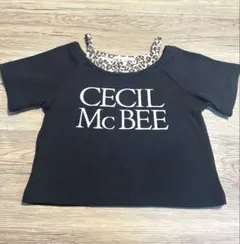 【美品】CECIL McBEE レオパード ヒョウ柄 レイヤード風 Tシャツ