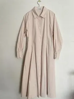 ハンドメイド　春色　長袖 Aラインワンピース　コットン　サイズM 未着用　ピンク
