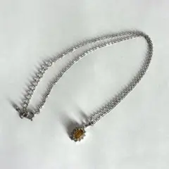 シトリン　ヴィンテージ　ネックレス　イエロー　ストーン　レトロ　アンティーク