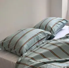 ストライプ柄 シングル、セミダブルボックスシーツ 枕カバーセット