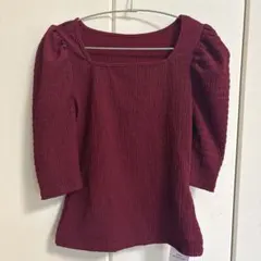 SHEIN Modely ボルドー スクエアネック トップス
