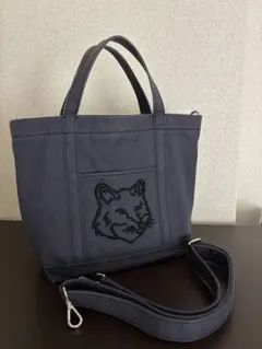 maison kitsune fox head smalltoteライトブラック