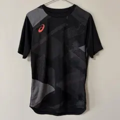 【訳あり】ASICS レディースTシャツトップス 黒/グレー Lバレーボール