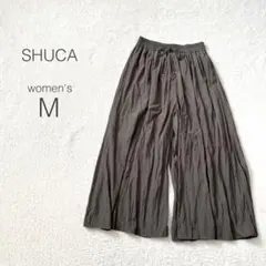 【シュカ】ギャザーワイドパンツ ドレープ ウエストゴム ハイウエスト【M】美品