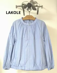 ラコレ LAKOLE ストライプ ブルゾン ブルー ジャンパー ジャケット 綿のサムネイル