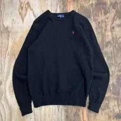 90s ポロラルフローレン Vネック ニット セーター ブラック VINTAGE