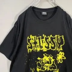 【両面プリント】 STUSSY 半袖Tシャツ古着 ビックデザイン黒色 サイズM