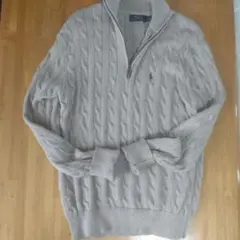 ポロラルフローレン ハーフジップ ニット モカベージュ ポニー