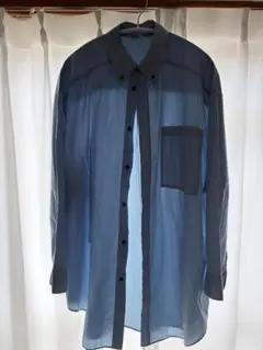 CLANE チェック柄 長袖シャツ ブルー　huge shirtのサムネイル