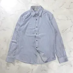 LACOSTE ラコステ　長袖シャツ　ストライプ　綿混　青　ストレッチ◎ 日本製