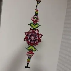 ビーズ刺繍の花ブレスレット 約20cm
