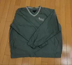 Lands' End グリーン Vネック ナイロンジャケット XL