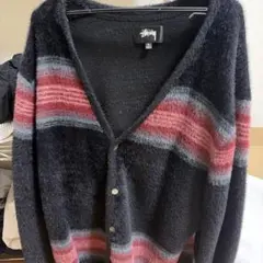 Stussy ストライプ Vネックカーディガン