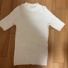 リブ編みホワイト半袖トップス Sサイズ AZUL