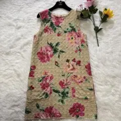 ✨極美品/XL相当✨ドルチェ&ガッバーナ　花柄　シルク　ノースリーブワンピースのサムネイル