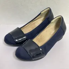 【美品】CLOSSHI クロッシー ウェッジソール パンプス ネイビー Lサイズ