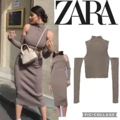 完売品　新品タグ付き　ZARA ザラ　オフショルダー　ニットトップス