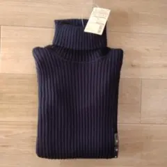 MUJI レディース タートルネック S ネイビー　ほつれあり