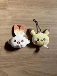 ポケピース ヒバニー ピカチュウ　ボールチェーン付きフェイスマスコット